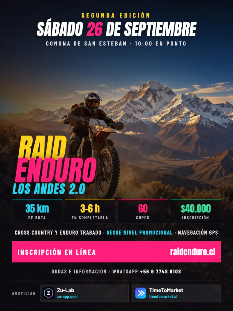 Flyer de la segunda edición: sábado 26 de septiembre, 35 km en San Esteban, $40.000, 60 cupos.